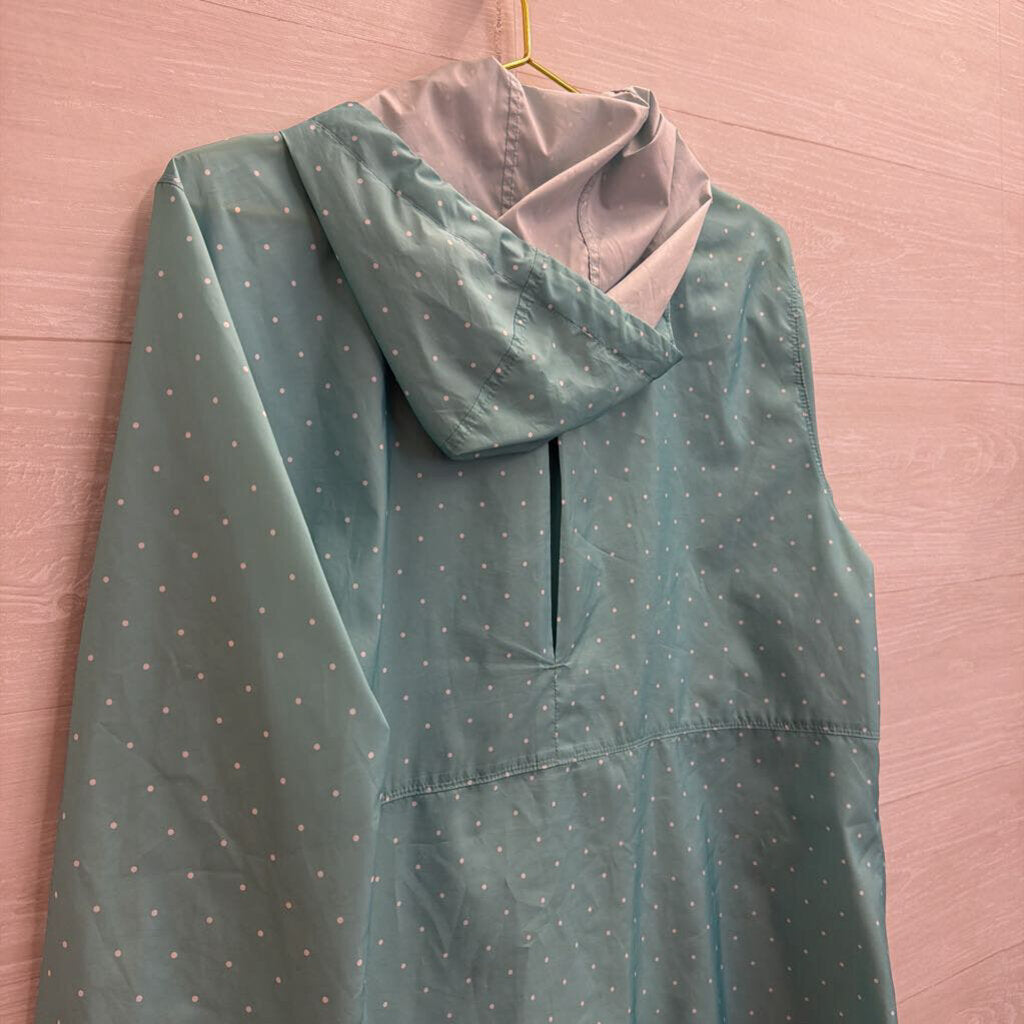 Columbia Blue/ White Polka Dot Windbreaker Jacket Large