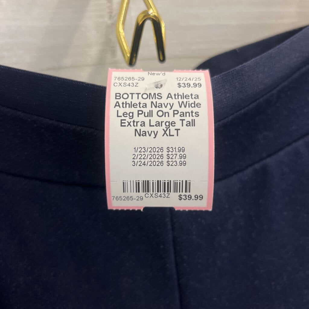 Athleta Navy Wide Leg Pull On Pants Extra Large Tall