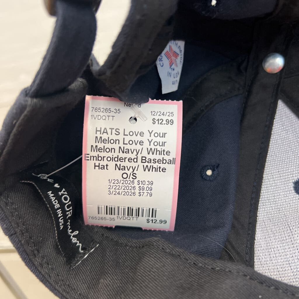 Love Your Melon Navy/ White Embroidered Baseball Hat