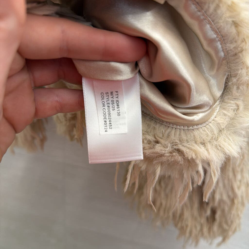 Express Beige Soft Layered Feathered Faux Fur Jacket Large