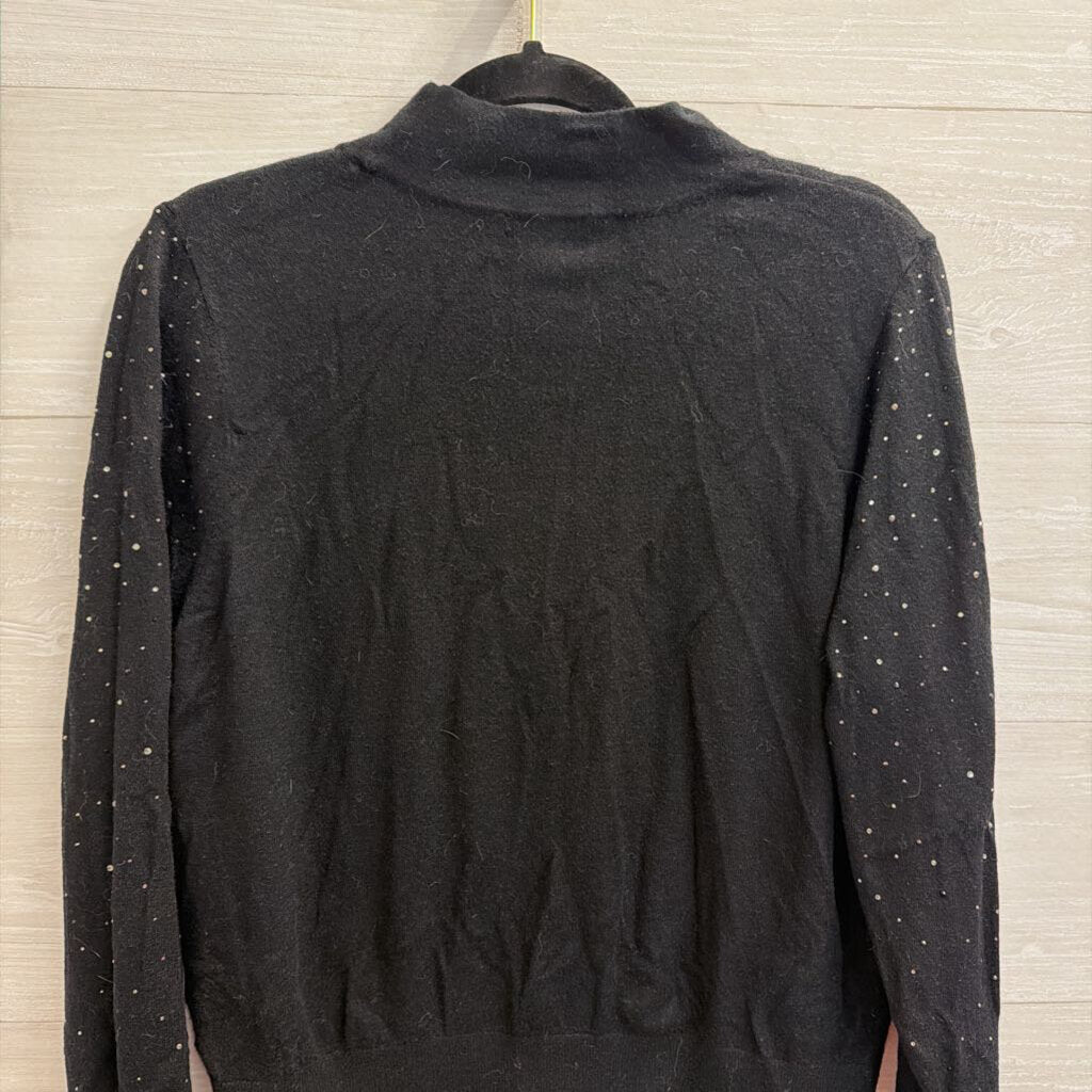 Halogen Black Knit Rhinestone Detail Mock Neck Sweater XXL