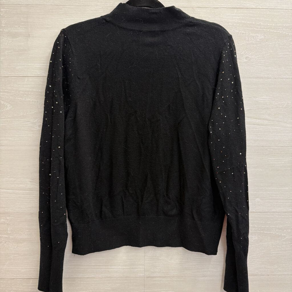 Halogen Black Knit Rhinestone Detail Mock Neck Sweater XXL