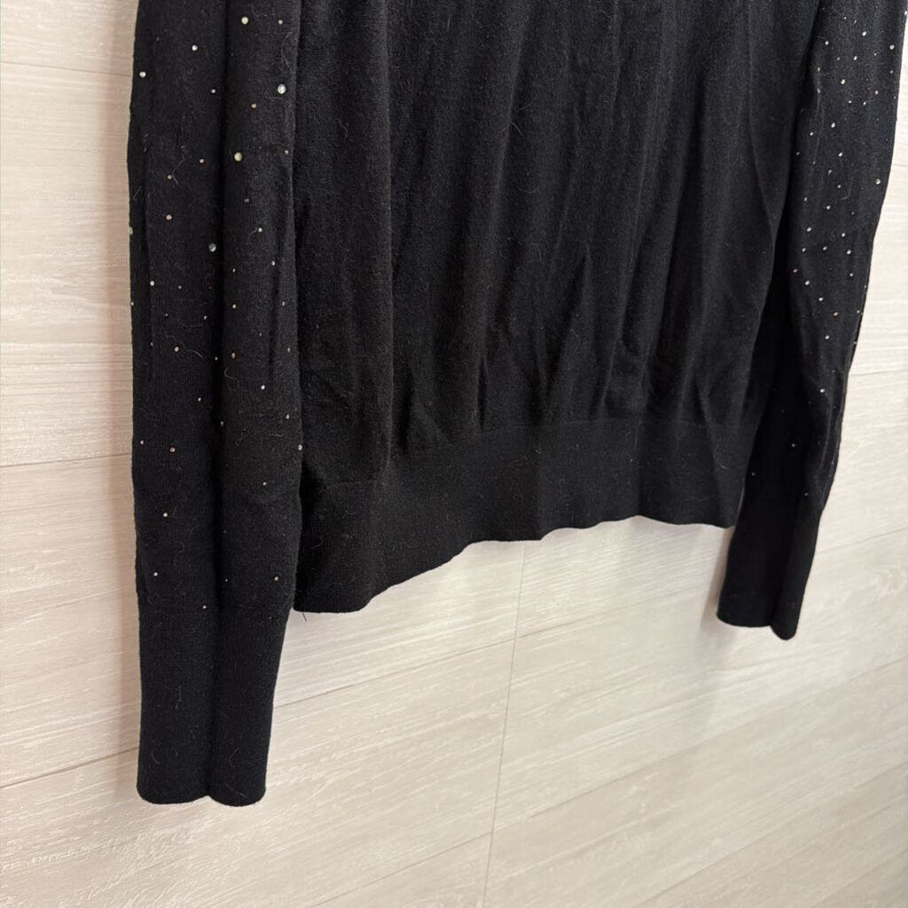 Halogen Black Knit Rhinestone Detail Mock Neck Sweater XXL