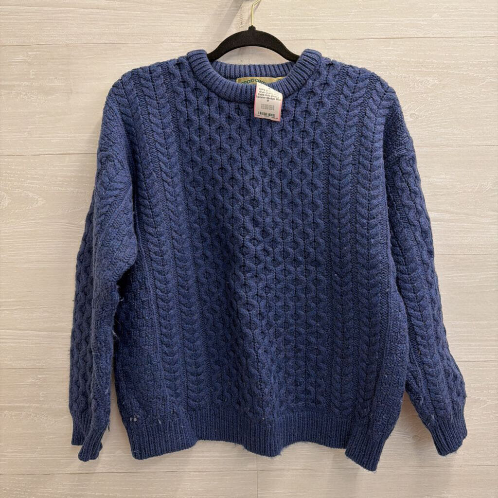 Aran Crafts Blue Cable Knit Chunky Sweater Medium