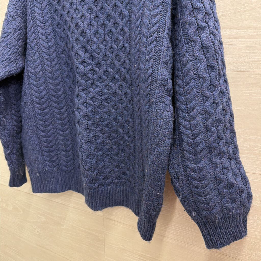 Aran Crafts Blue Cable Knit Chunky Sweater Medium