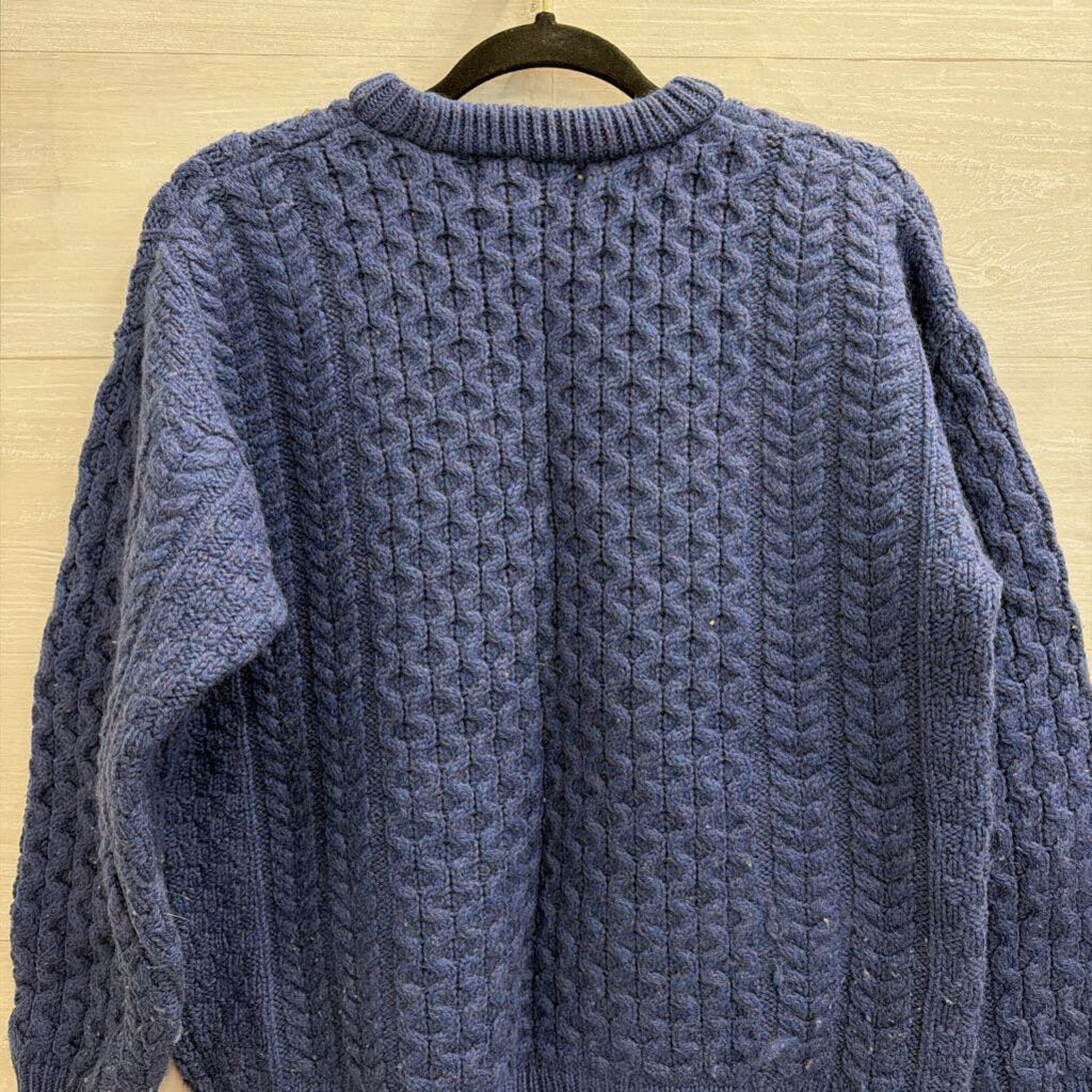 Aran Crafts Blue Cable Knit Chunky Sweater Medium