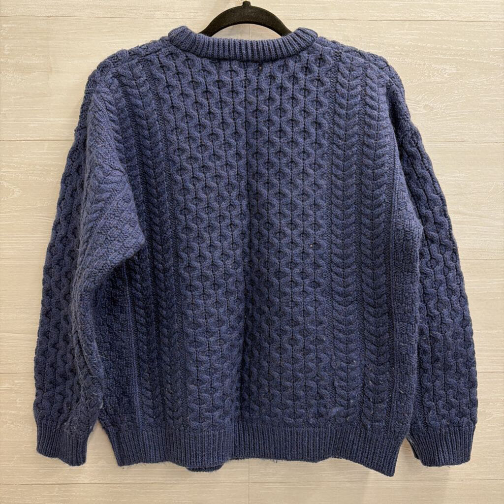 Aran Crafts Blue Cable Knit Chunky Sweater Medium