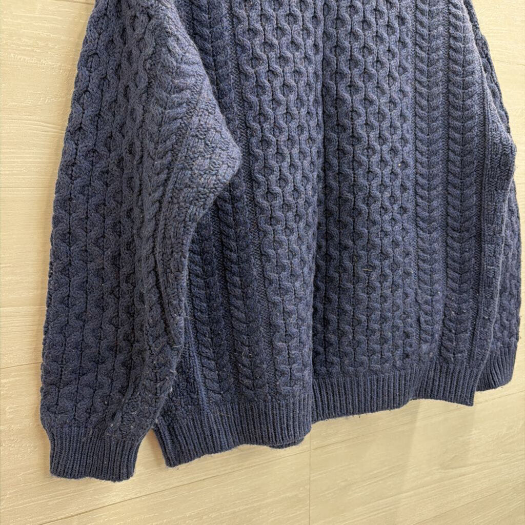 Aran Crafts Blue Cable Knit Chunky Sweater Medium