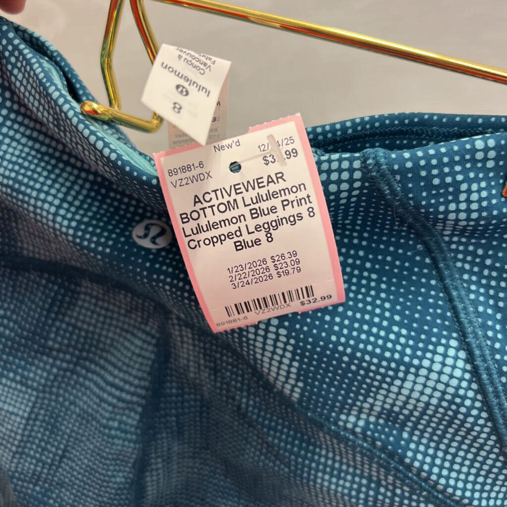 Lululemon Blue Print Cropped Leggings 8