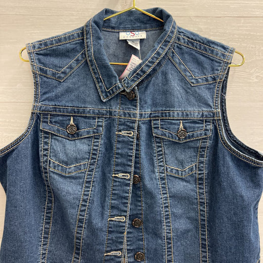 Oso Casuals Dark Wash Cropped Denim Vest Top Extra Large