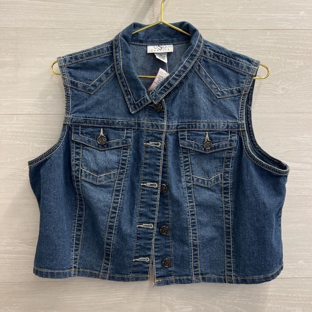 Oso Casuals Dark Wash Cropped Denim Vest Top Extra Large