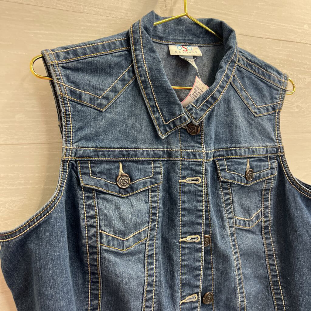 Oso Casuals Dark Wash Cropped Denim Vest Top Extra Large