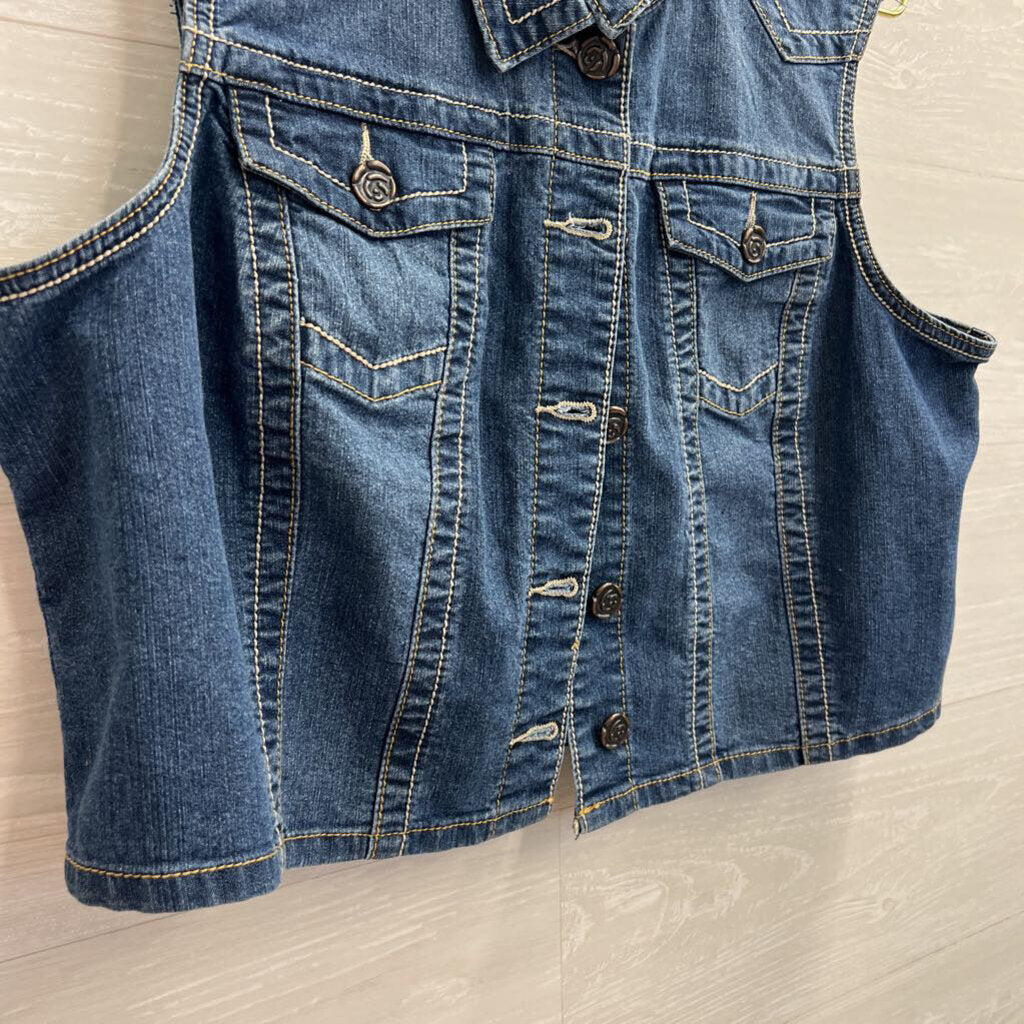 Oso Casuals Dark Wash Cropped Denim Vest Top Extra Large