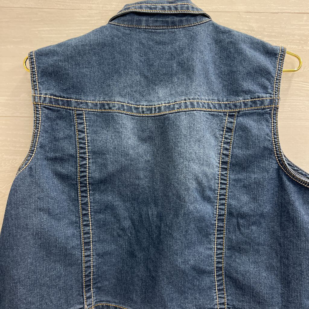 Oso Casuals Dark Wash Cropped Denim Vest Top Extra Large