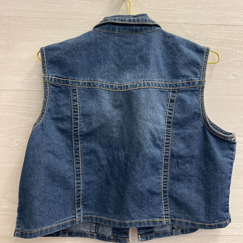 Oso Casuals Dark Wash Cropped Denim Vest Top Extra Large