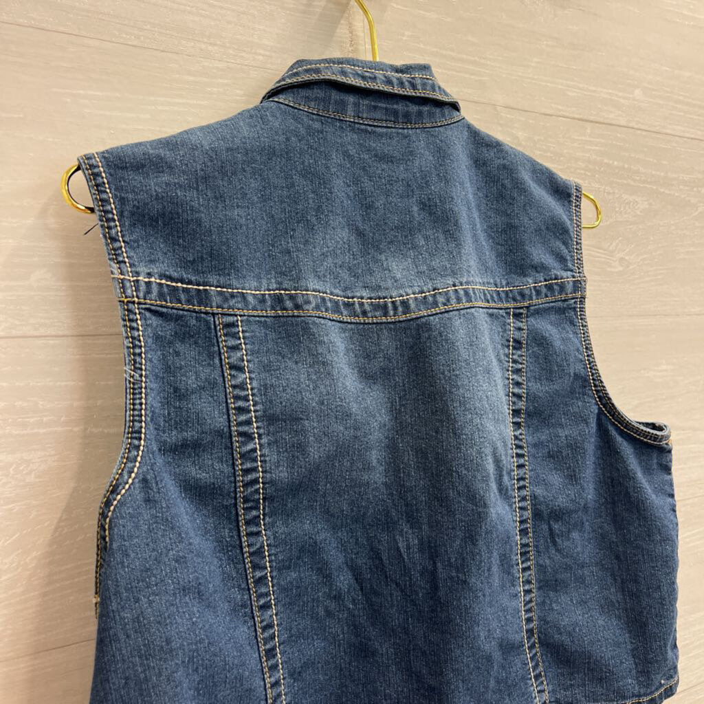 Oso Casuals Dark Wash Cropped Denim Vest Top Extra Large