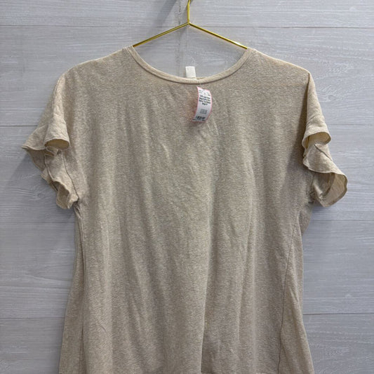 Miami Beige Ruffle Short Sleeve Top Medium