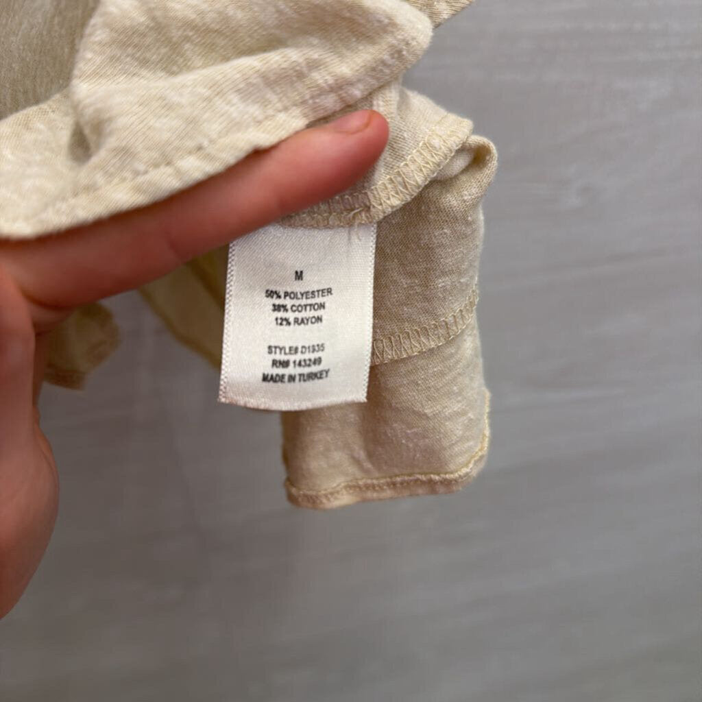 Miami Beige Ruffle Short Sleeve Top Medium