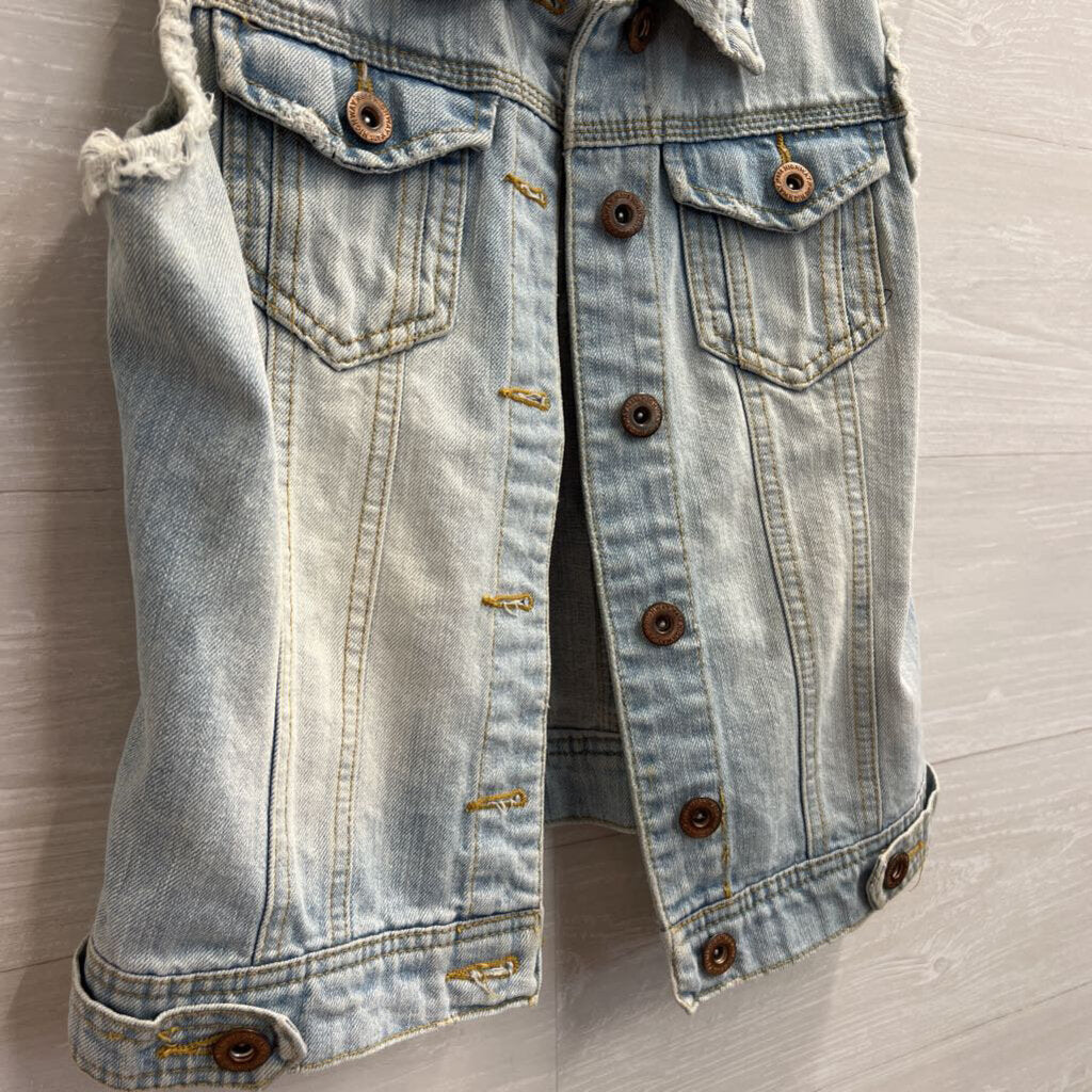 Highway Jeans Light Wash Frayed Edge Denim Vest Medium