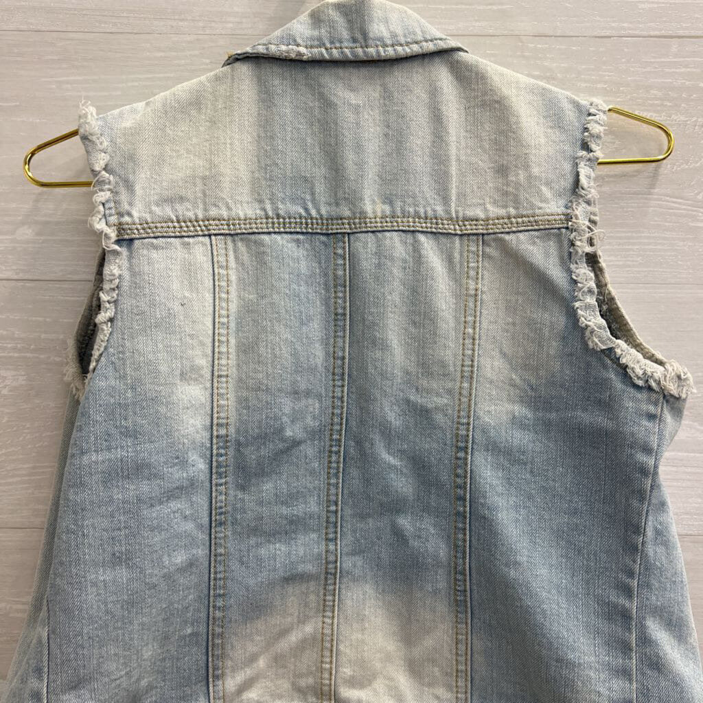 Highway Jeans Light Wash Frayed Edge Denim Vest Medium