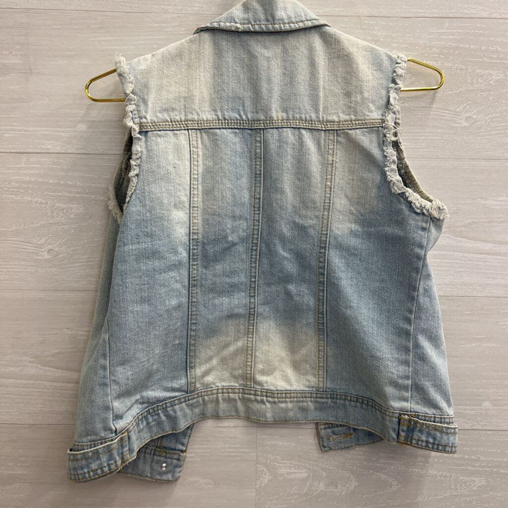 Highway Jeans Light Wash Frayed Edge Denim Vest Medium