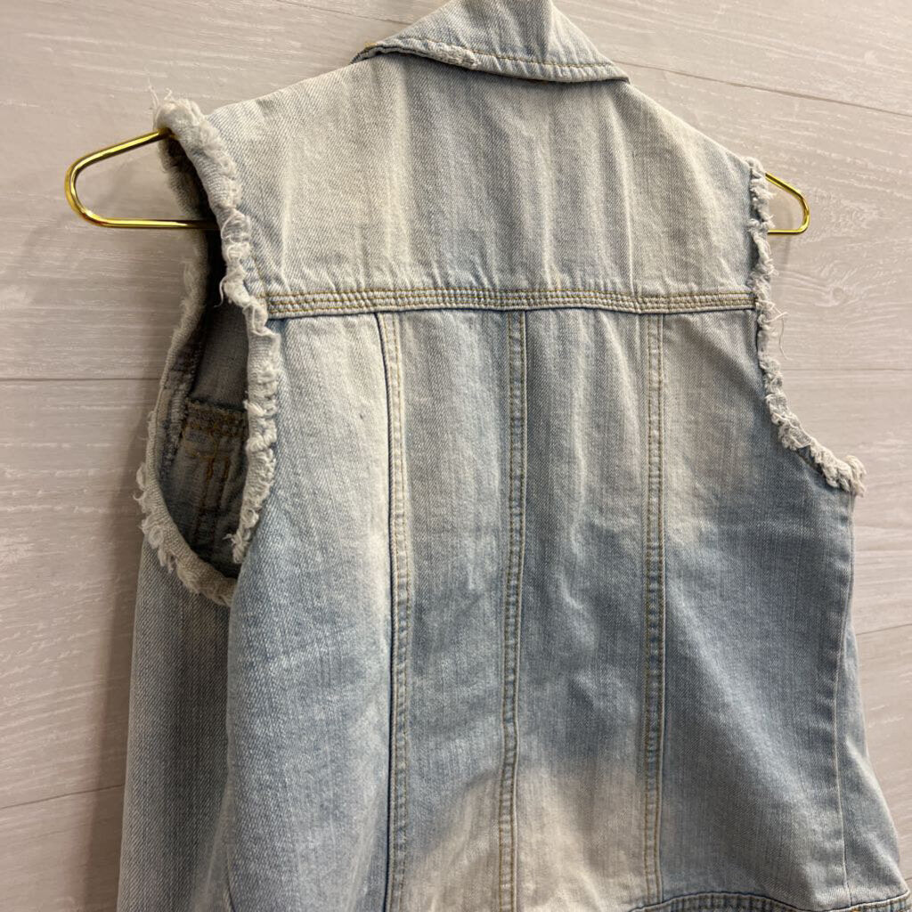 Highway Jeans Light Wash Frayed Edge Denim Vest Medium