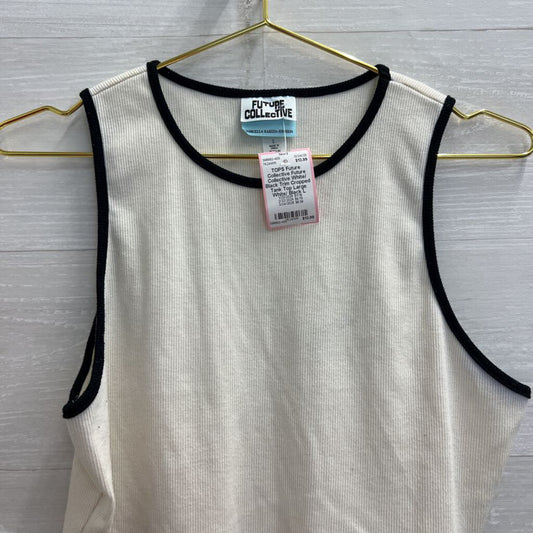 Future Collective White/ Black Trim Cropped Tank Top Large