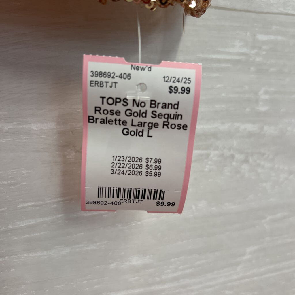 Rose Gold Sequin Bralette Large