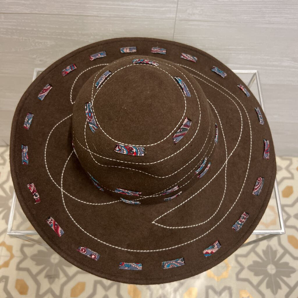 San Diego Hat Co Brown/ Multi Patchwork Stitching Fedora Hat