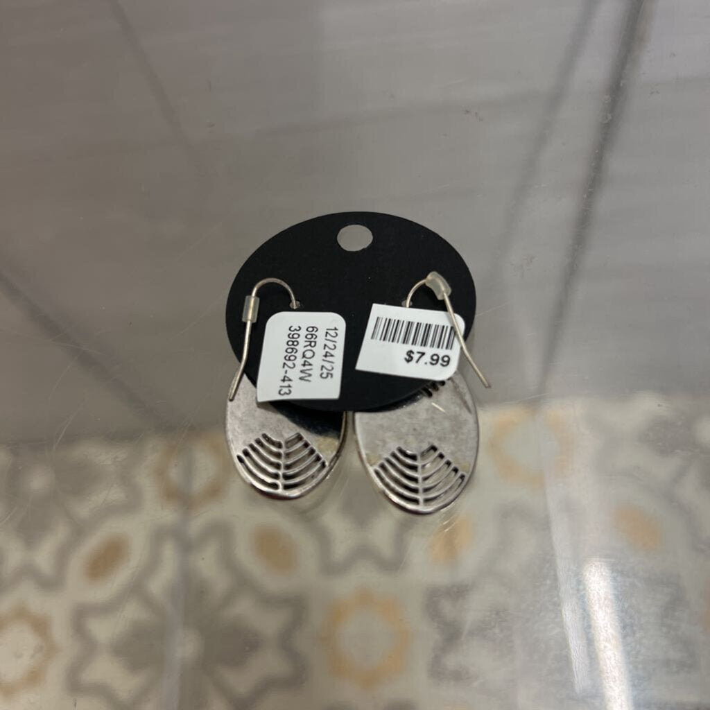 Silver/ Turquoise Oval Drop Earrings