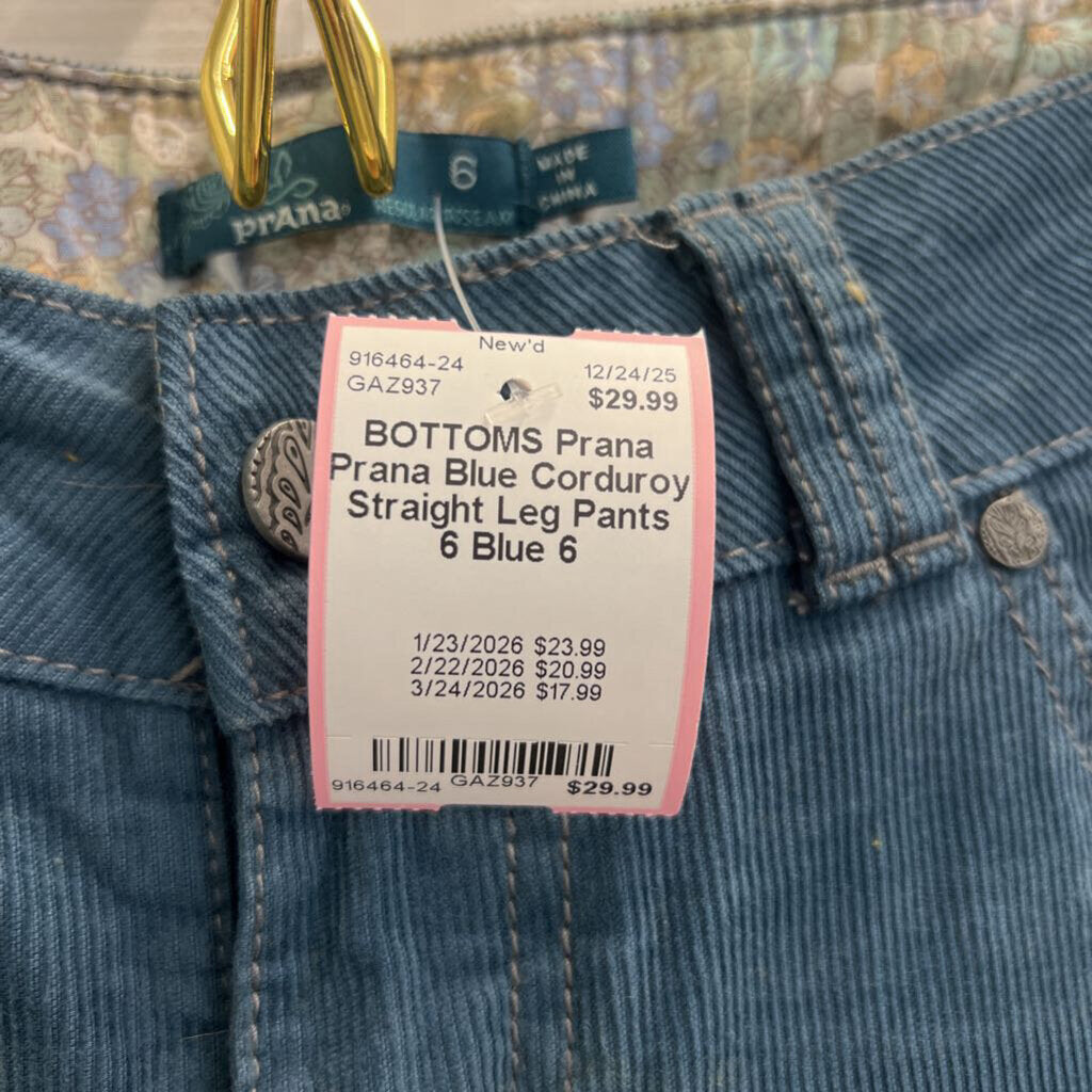Prana Blue Corduroy Straight Leg Pants 6