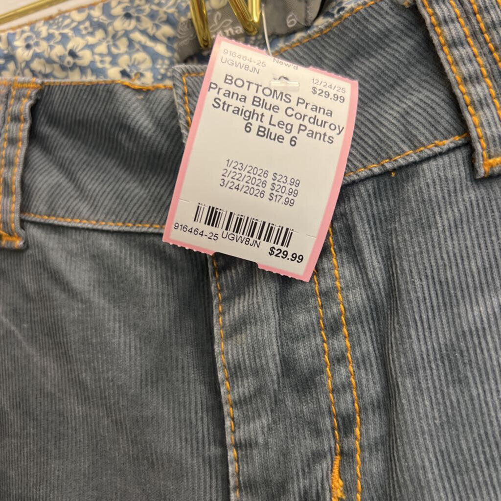 Prana Blue Corduroy Straight Leg Pants 6