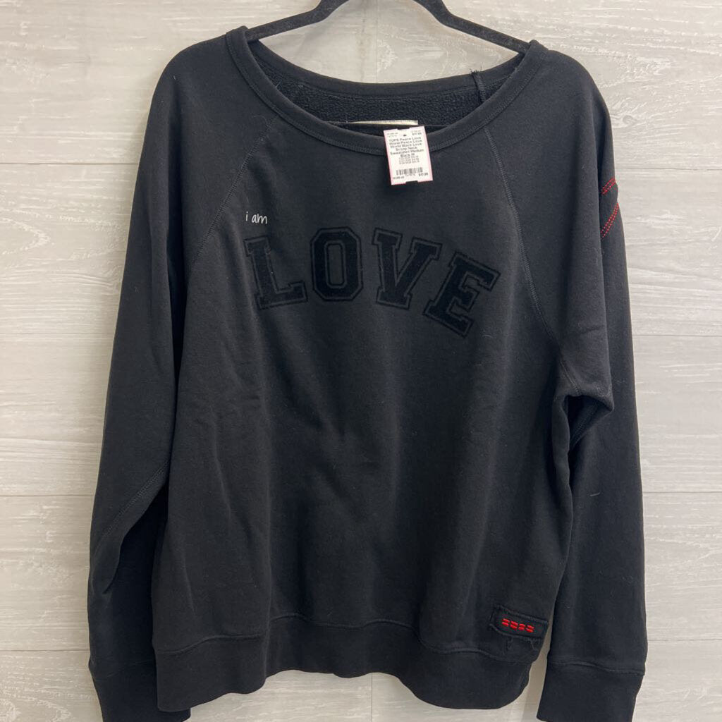 Peace Love World Black Love Scoop Neck Sweatshirt Medium
