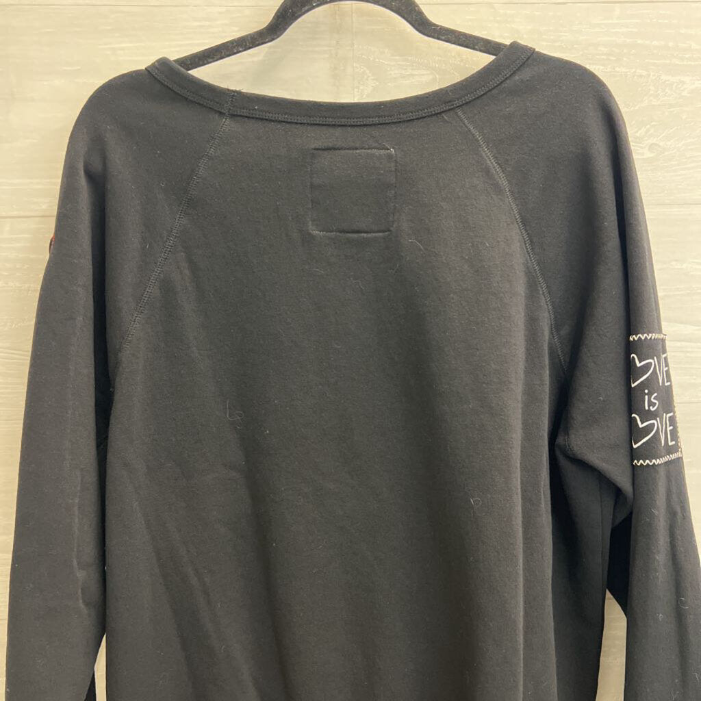 Peace Love World Black Love Scoop Neck Sweatshirt Medium
