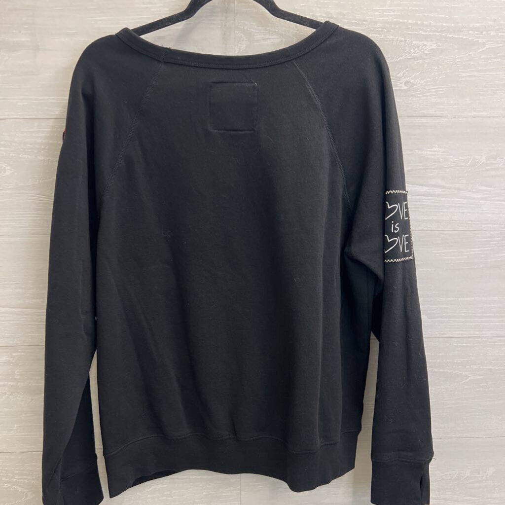 Peace Love World Black Love Scoop Neck Sweatshirt Medium