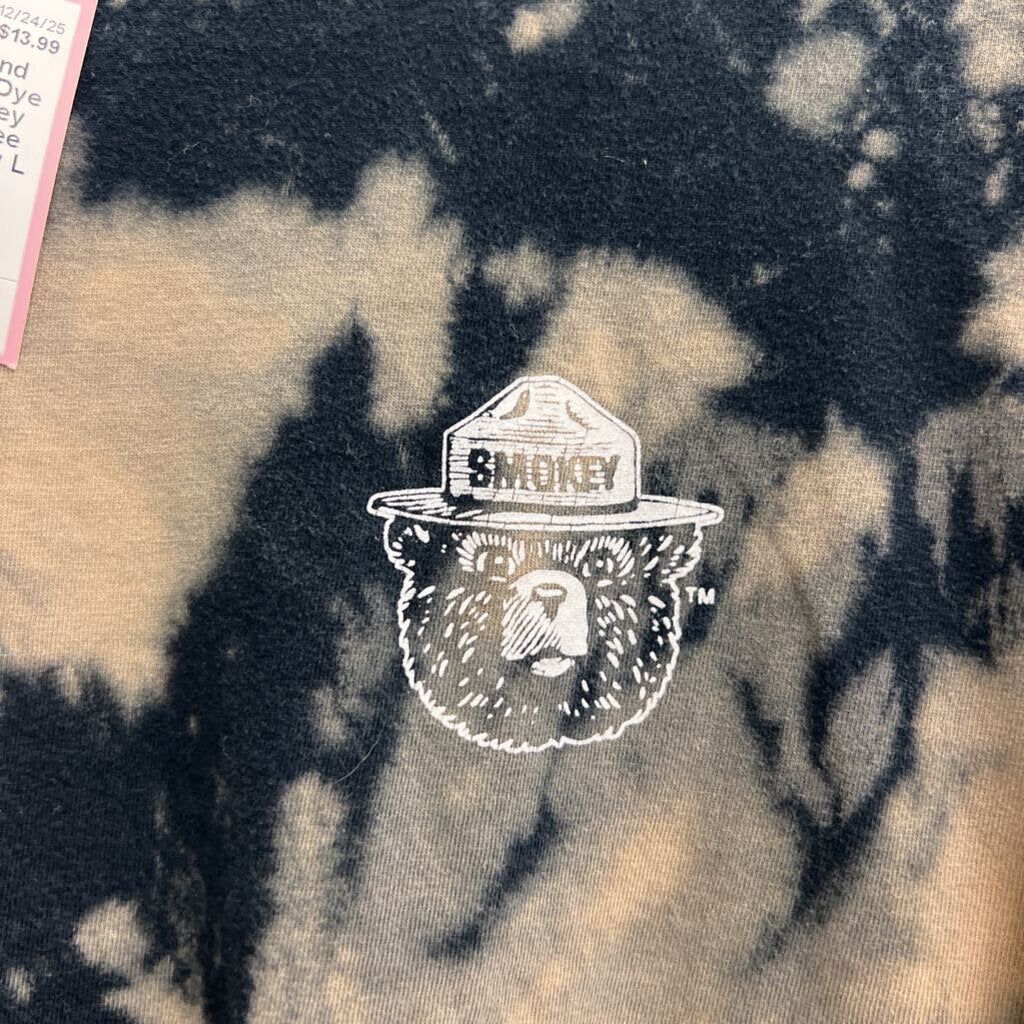 Blue/ Grey Tie Dye Cropped Smokey Short Sleeve Tee Large