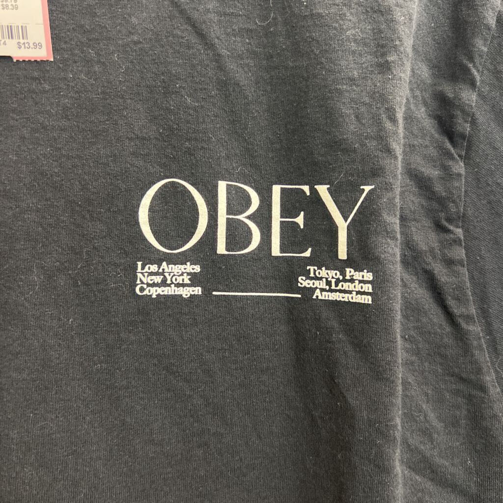 Obey Black Short Sleeve Graphic Tee Medium