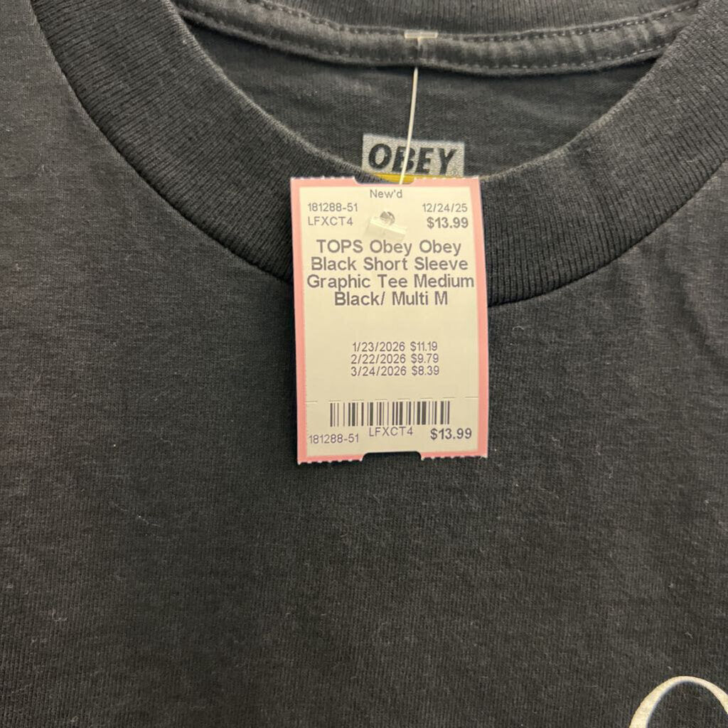 Obey Black Short Sleeve Graphic Tee Medium