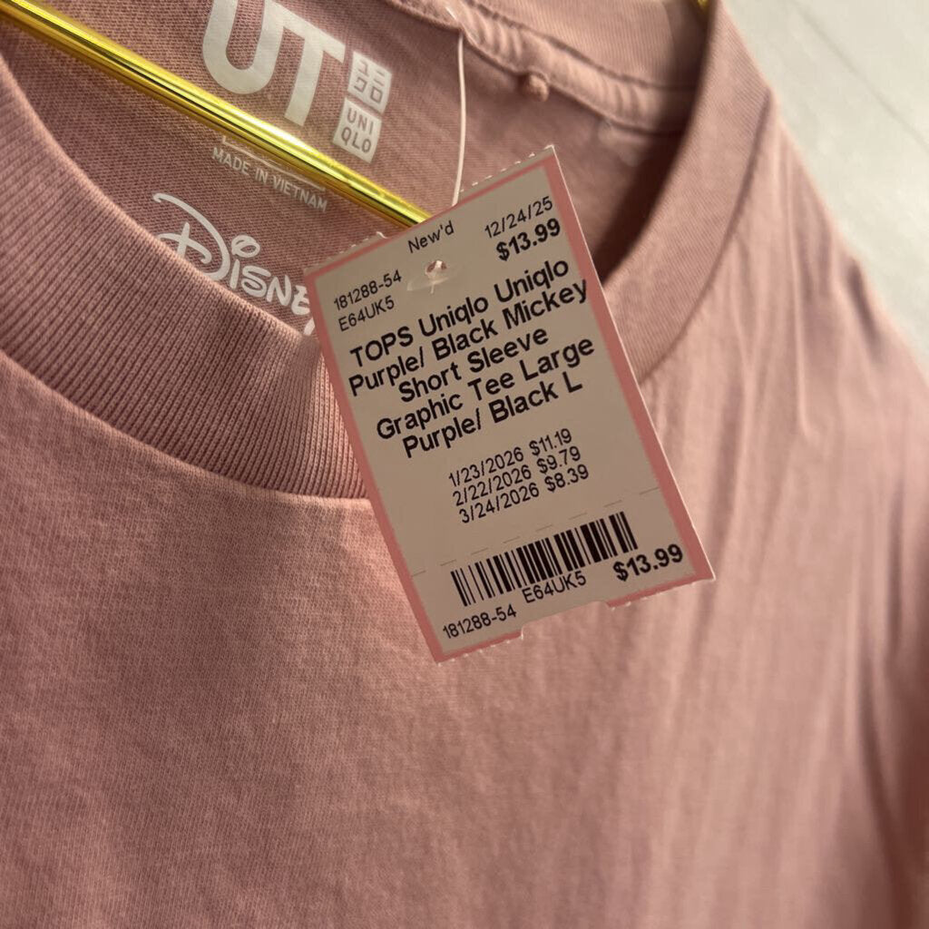 Uniqlo Purple/ Black Mickey Short Sleeve Graphic Tee Large