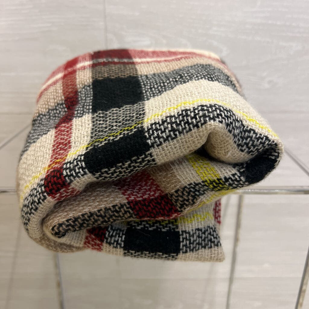 KOLN 100% Cashmere Red/ Multi Plaid Print Blanket Scarf