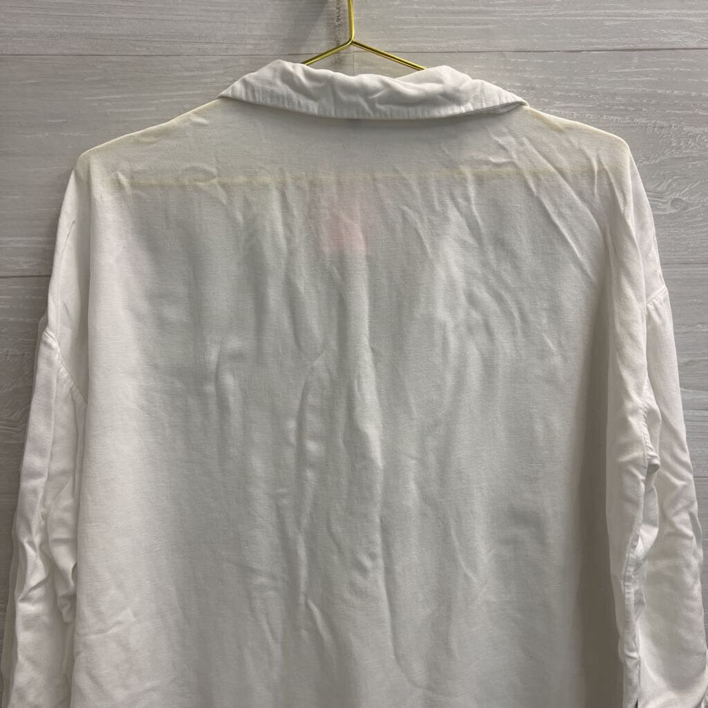 Italian Style White Cropped Long Sleeve Top Medium