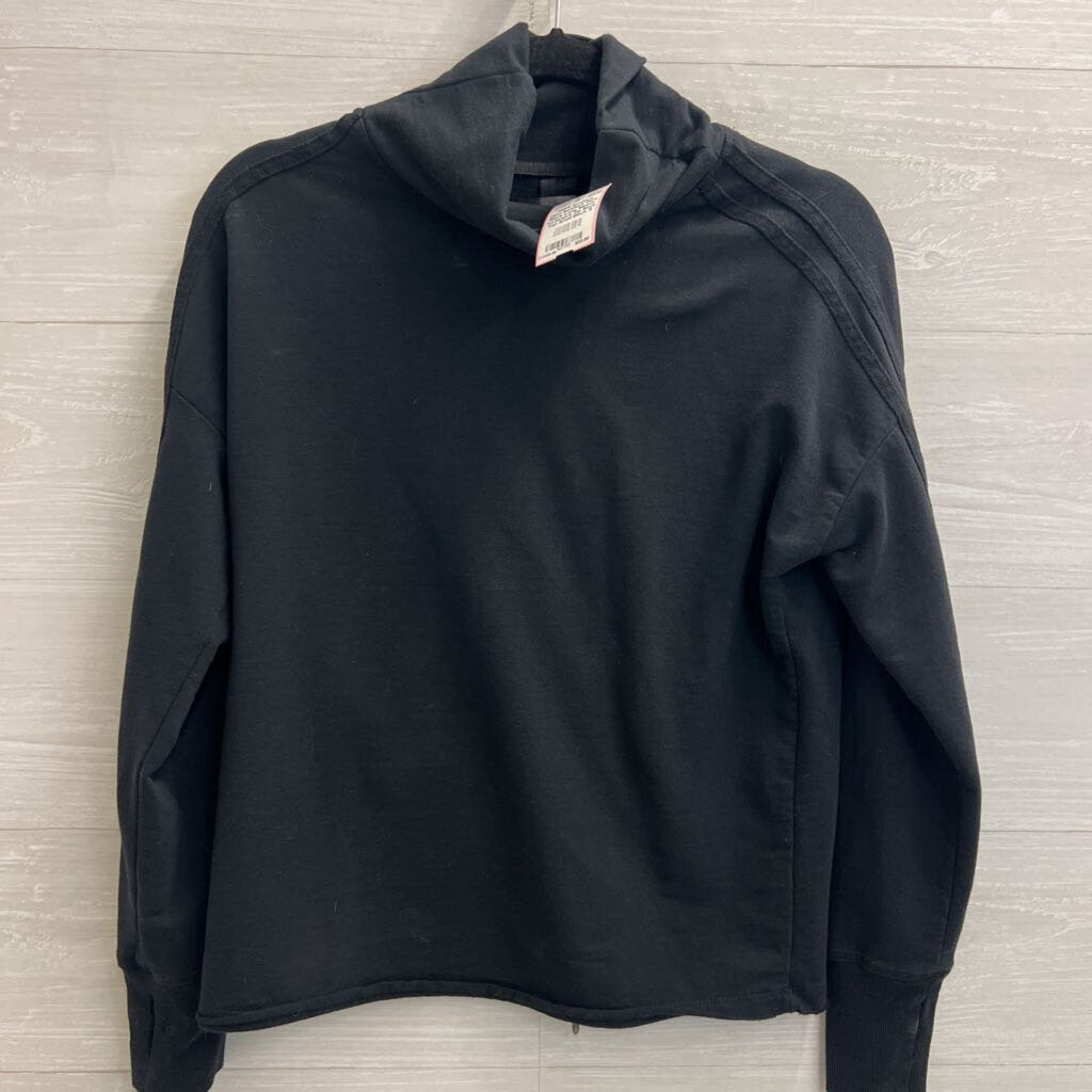 Sundays Zero Black Long Sleeve Turtleneck Zip Back Top Small