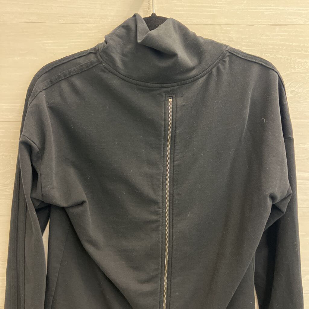 Sundays Zero Black Long Sleeve Turtleneck Zip Back Top Small