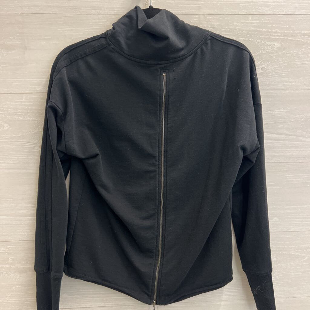 Sundays Zero Black Long Sleeve Turtleneck Zip Back Top Small