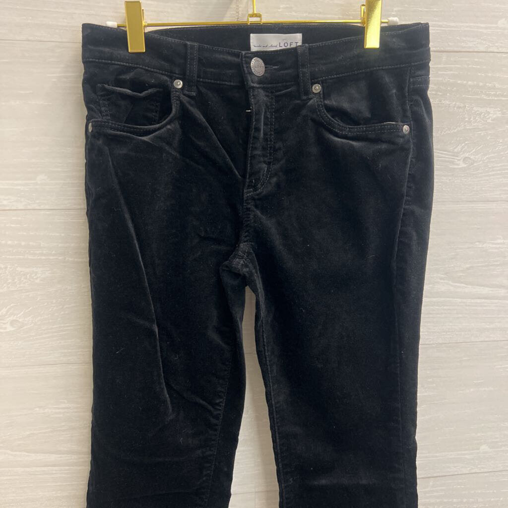 Loft Black Velvet Skinny Leg Pants 27
