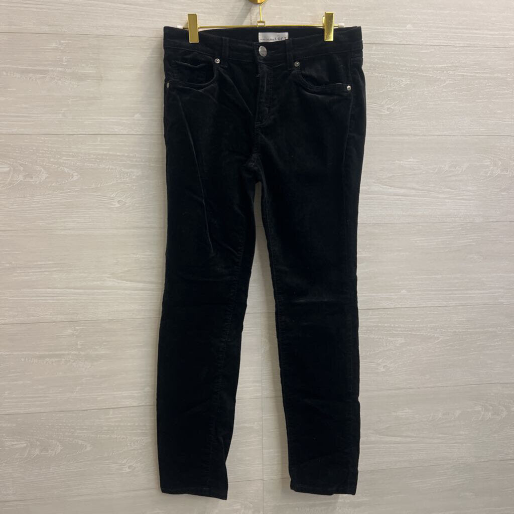 Loft Black Velvet Skinny Leg Pants 27