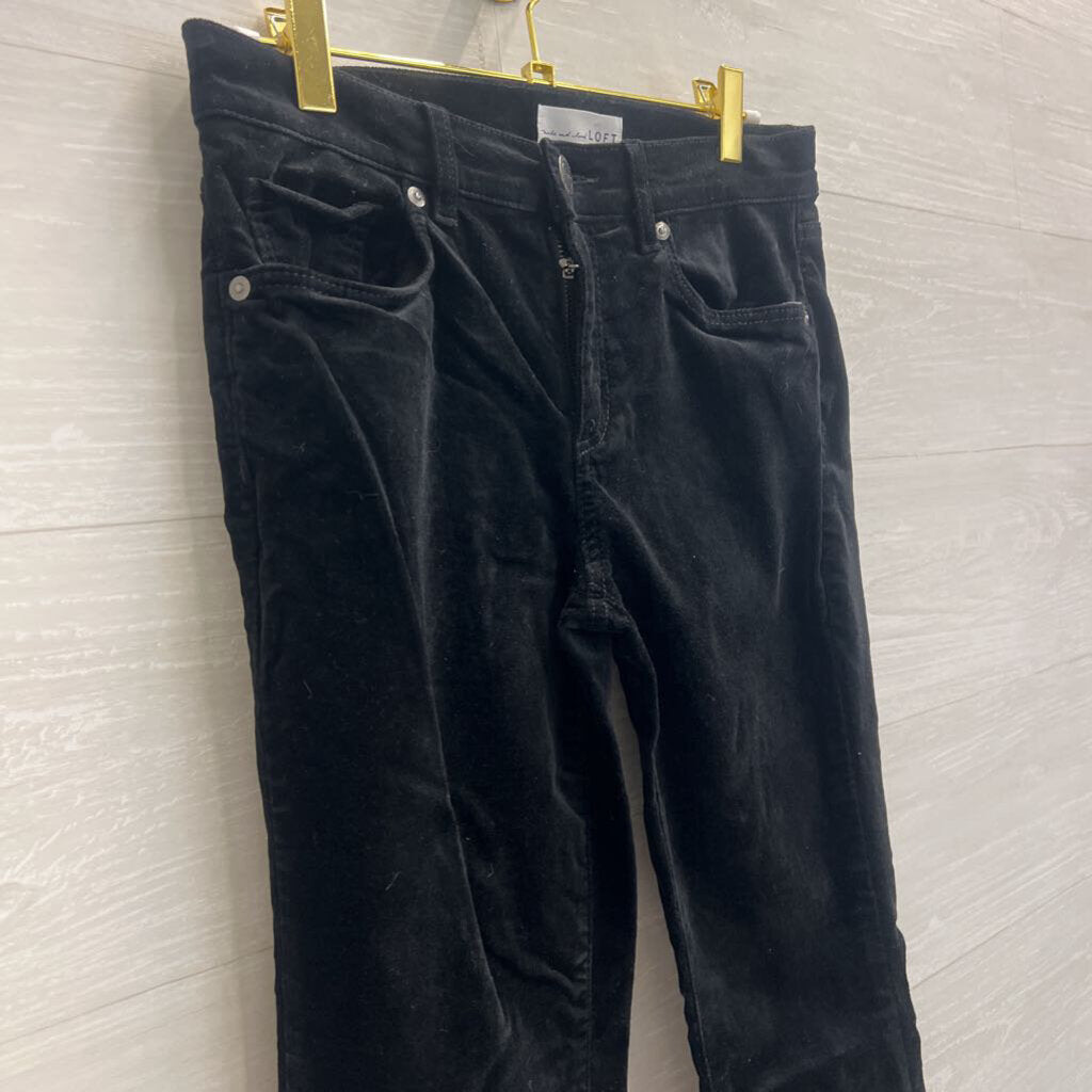 Loft Black Velvet Skinny Leg Pants 27
