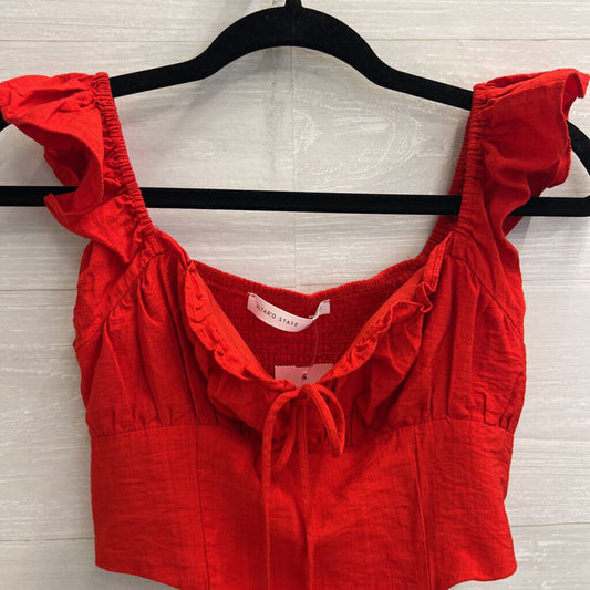 Altar'd State Red Cropped Ruffle Sleeve Top Small