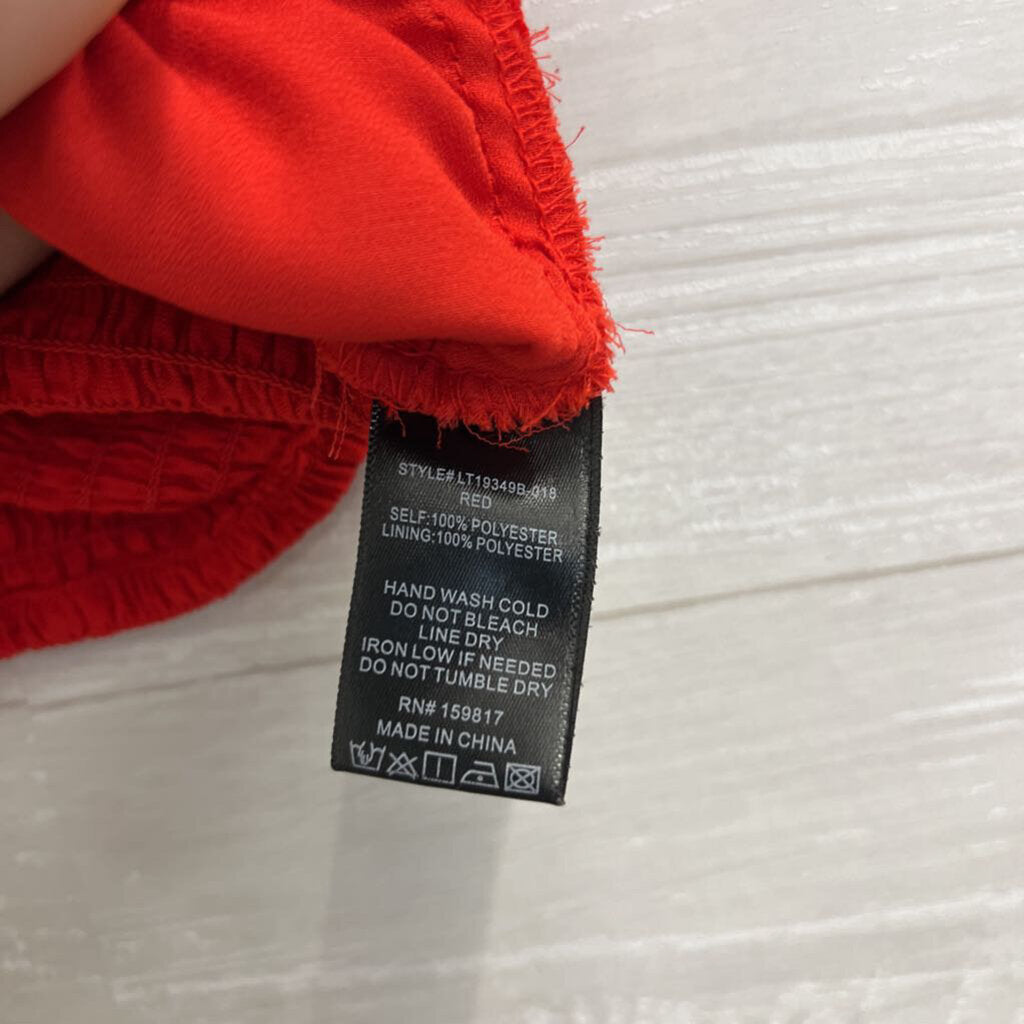 Altar'd State Red Cropped Ruffle Sleeve Top Small