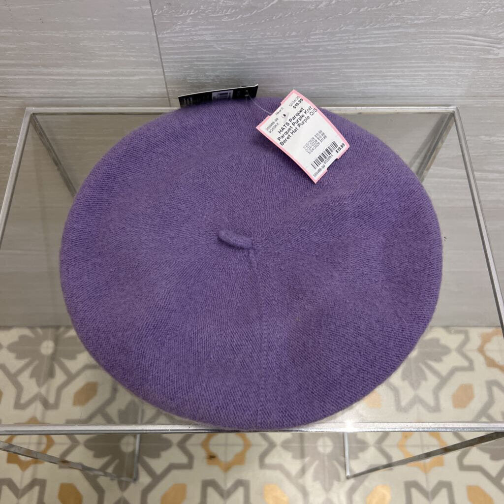 Parquet Purple Knit Beret Hat